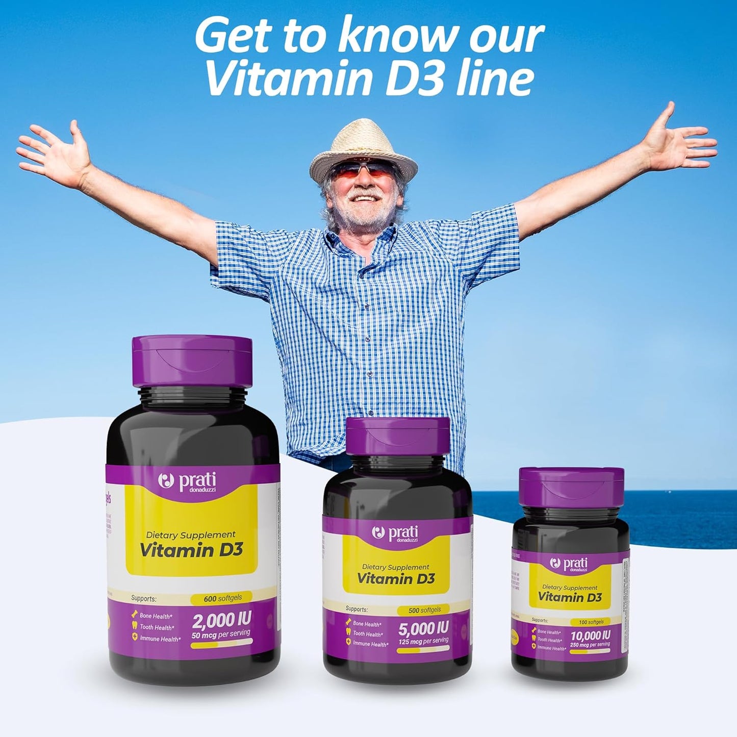 High Potency Vitamin D3 Softgels - 5,000 IU for Immune Support and Bone Health - 500 Capsules - Non-GMO, Gluten-Free - Easy to Swallow for Adults and Seniors