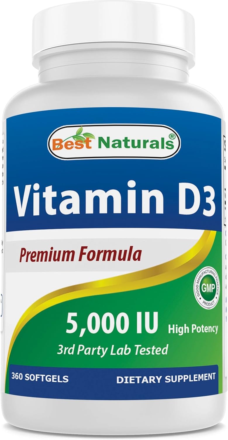 High Potency Vitamin D3 Supplement - 5000 IU, 360 Softgels by Best Naturals