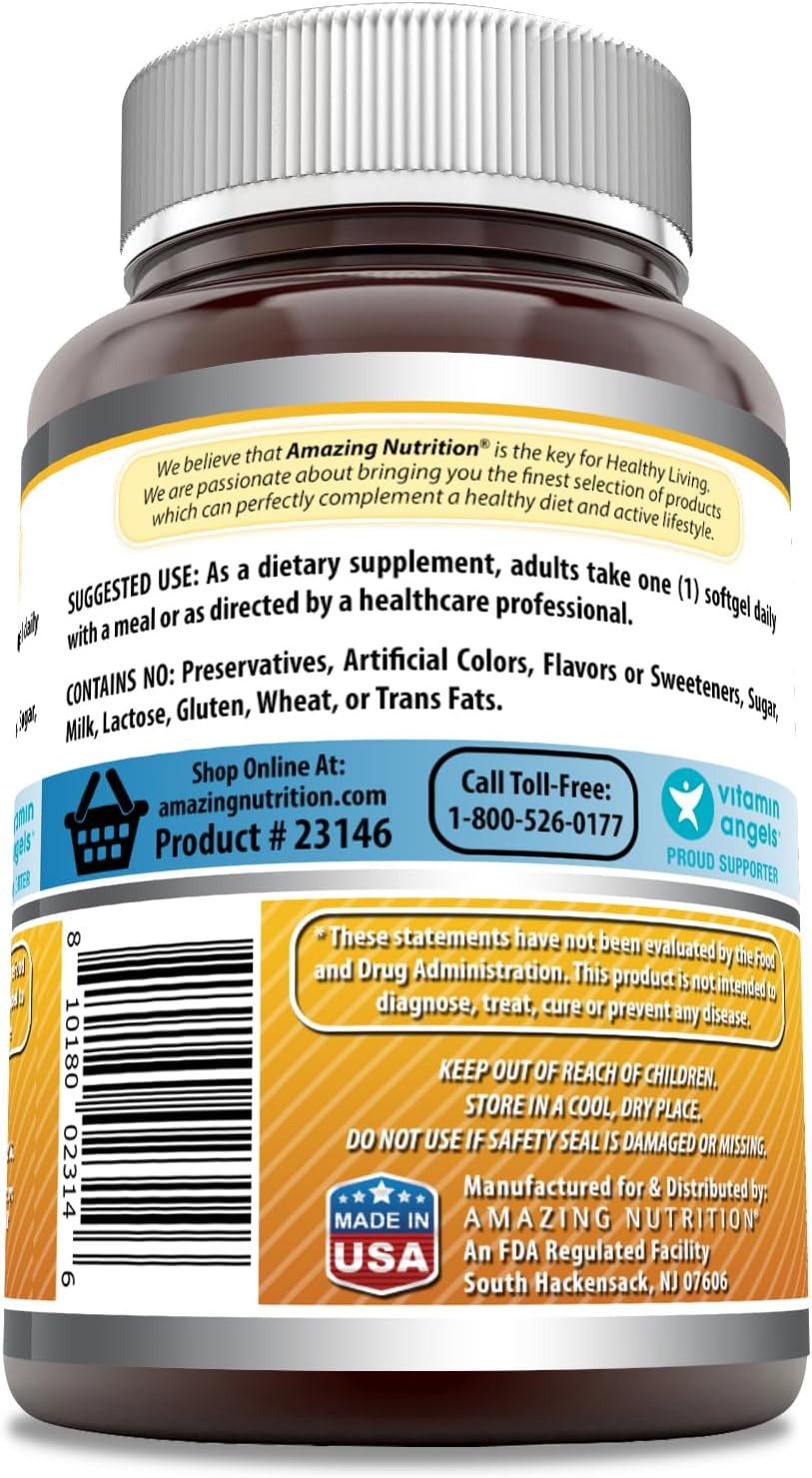 High Potency Vitamin D3 Supplement | 5000 IU per Serving | 360 Softgels | Non-GMO & Gluten-Free | Made in USA by Amazing Nutrition