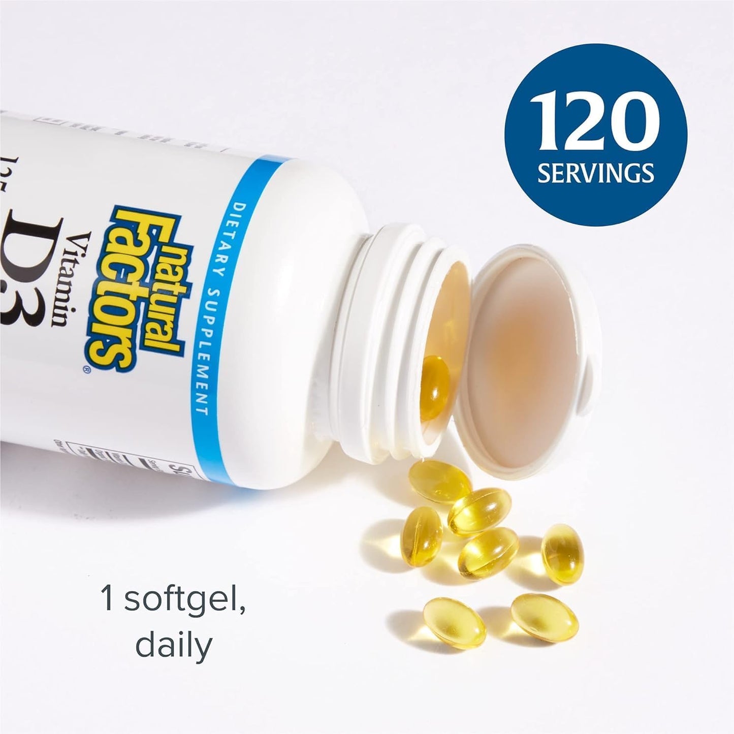 High Potency Vitamin D3 Supplement for Bone Health - 5000 IU, 120 Soft Gels - Natural Factors