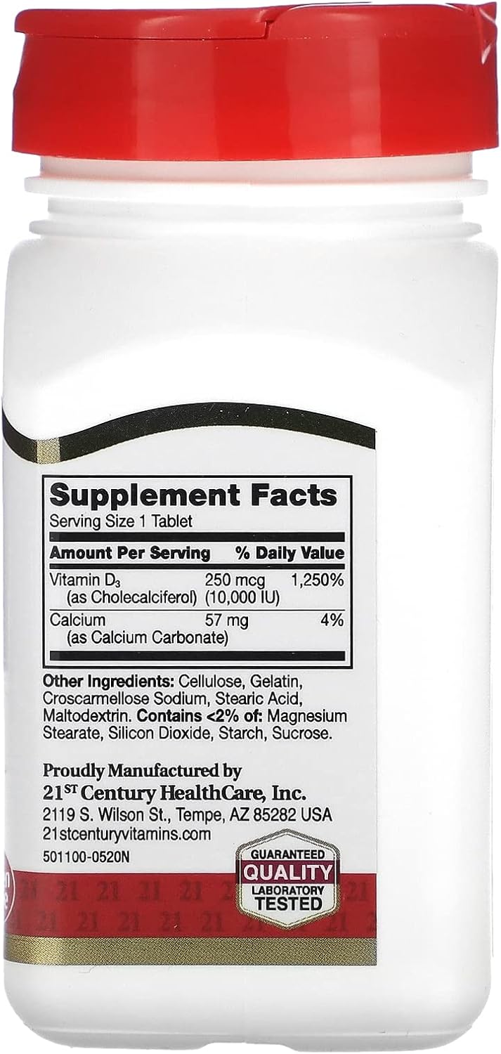 High Potency Vitamin D3 Tablets for 21st Century, 10,000 IU - 110 Count (27504)