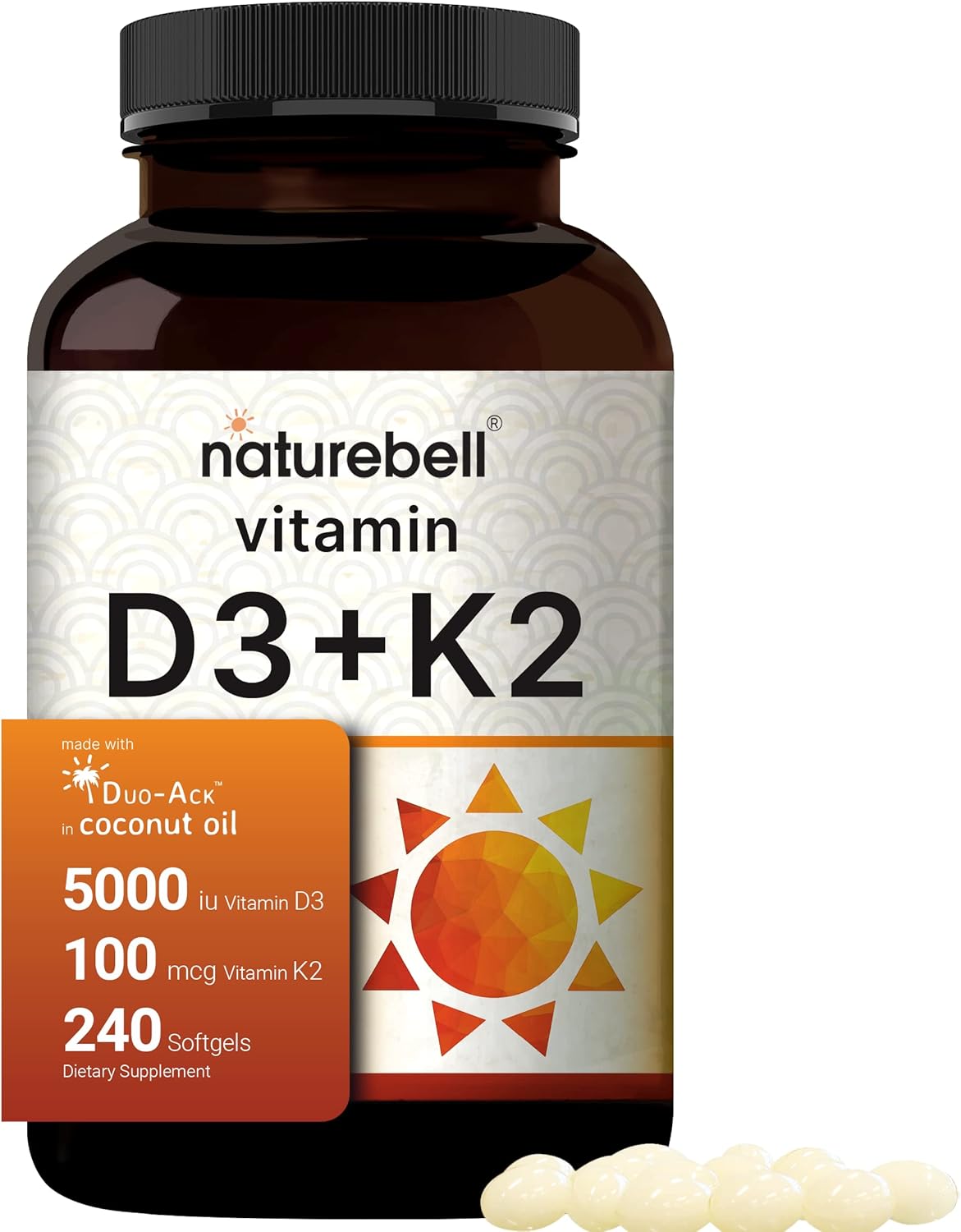 High-Potency Vitamin D3 with K2 MK-7 and Citrus Bergamot Bundle Pack for Immune Support | Bioavailable Coconut Oil Softgels with Antioxidants