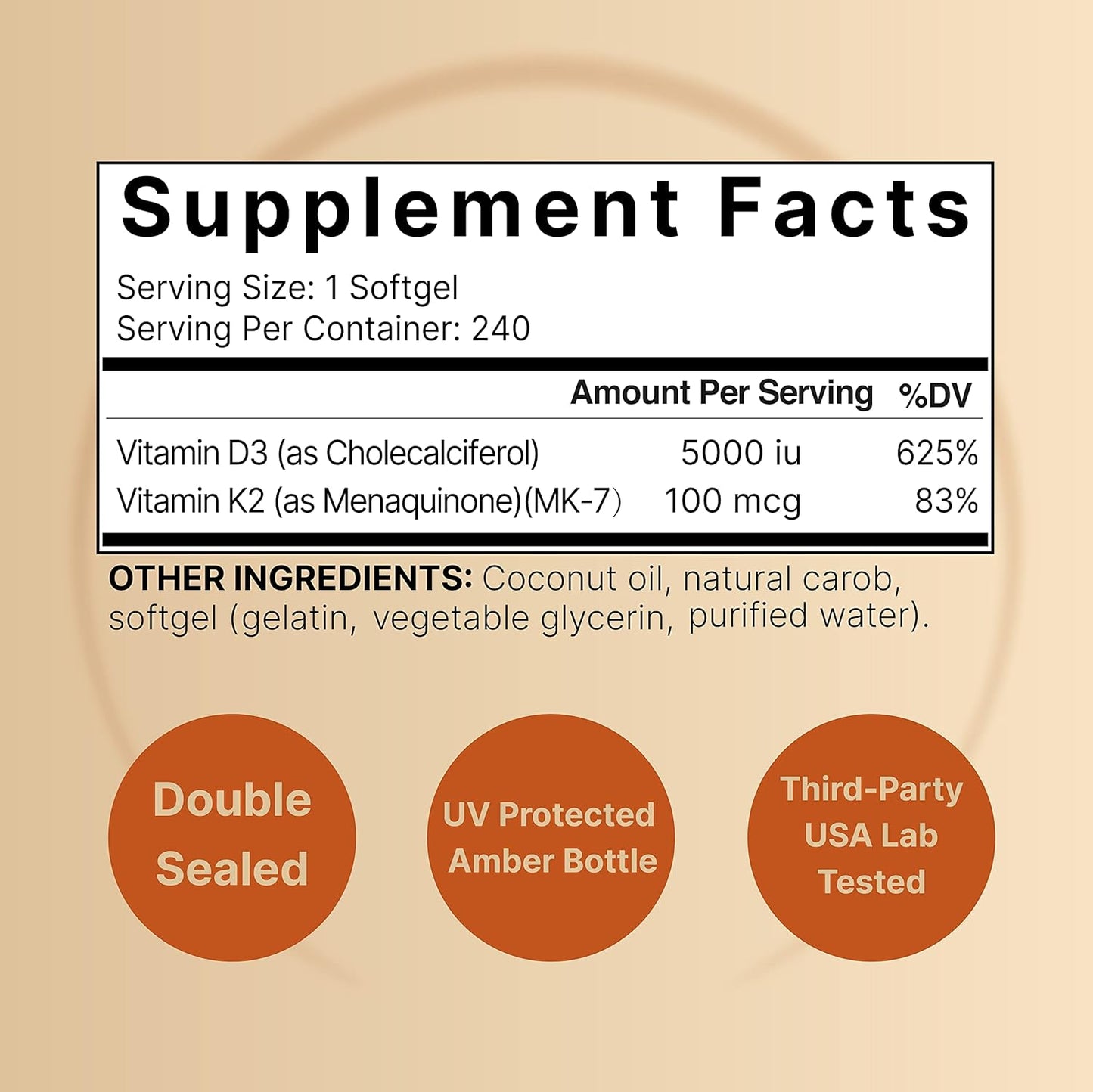 High-Potency Vitamin D3 with K2 MK-7 and Citrus Bergamot Bundle Pack for Immune Support | Bioavailable Coconut Oil Softgels with Antioxidants