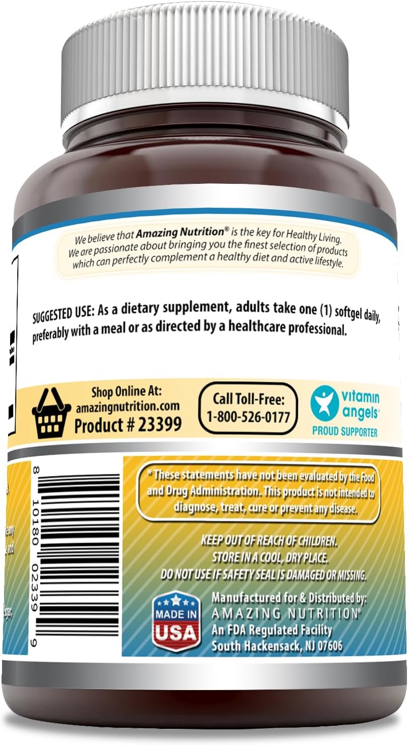 High Potency Vitamin E Supplement | 400 IU | 240 Softgels | Non-GMO, Gluten-Free | Made in USA | Amazing Nutrition