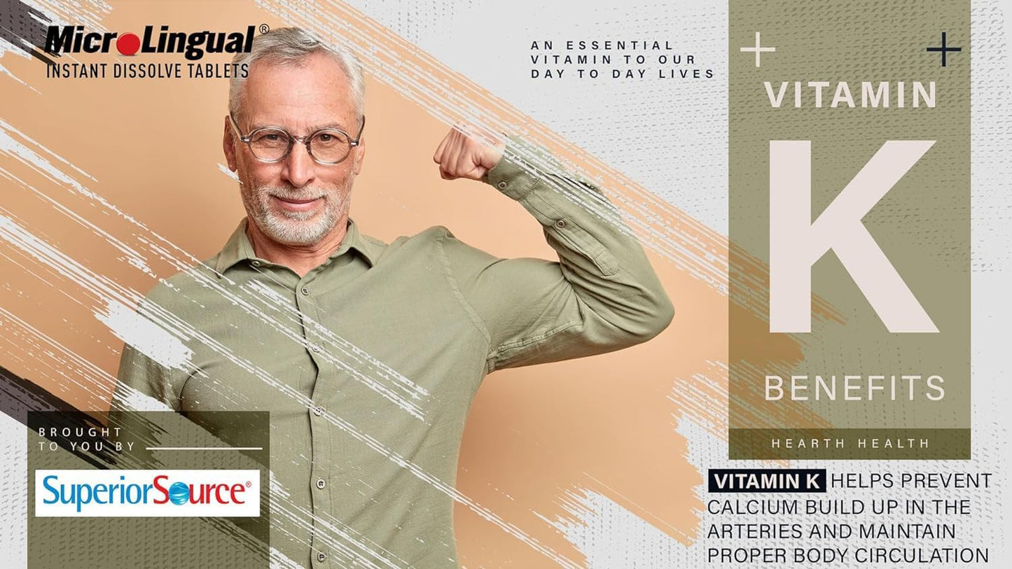 High Potency Vitamin K Sublingual Tablets - Promotes Bone & Blood Health - 100 mcg - 30 Tablets - BoostGo Australia