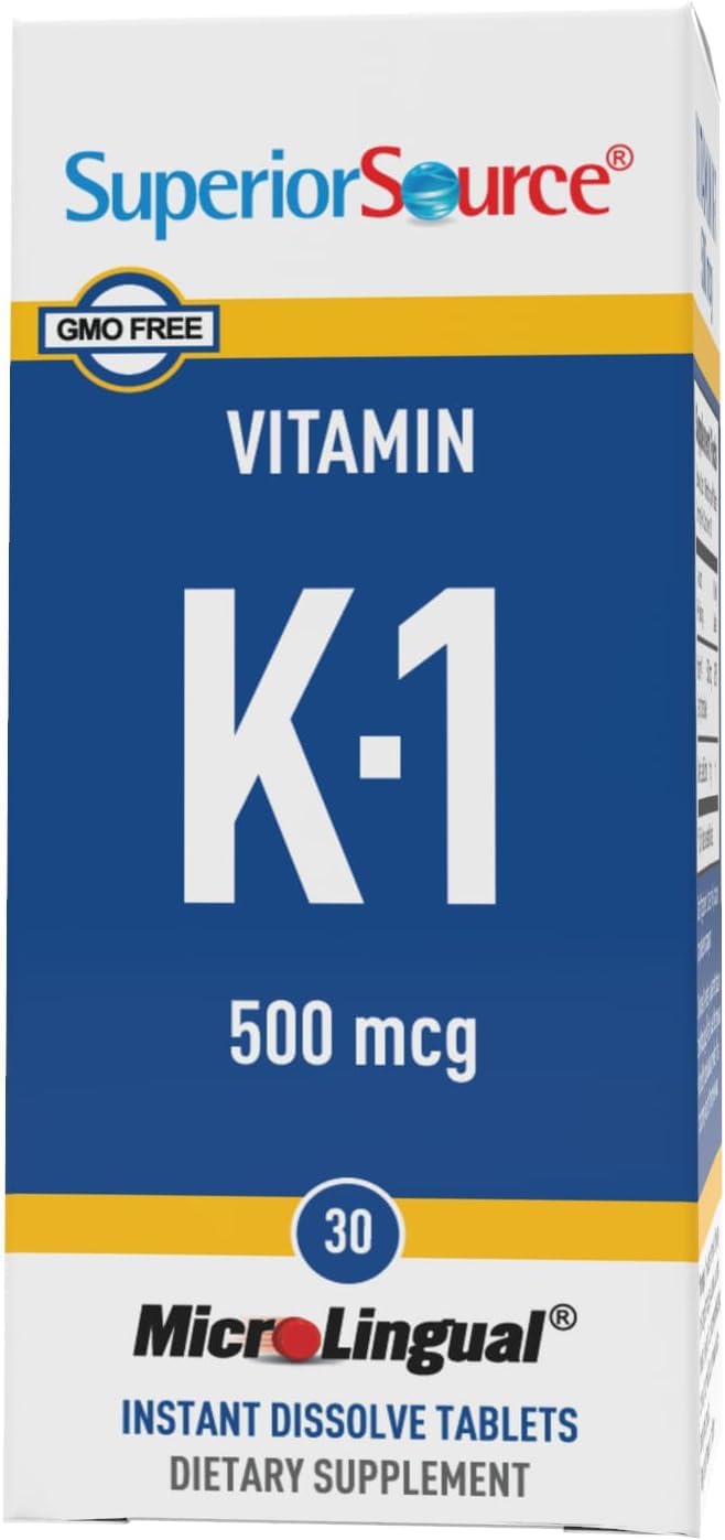 High Potency Vitamin K1 500mcg Supplement for Enhanced Absorption and Bone Health
