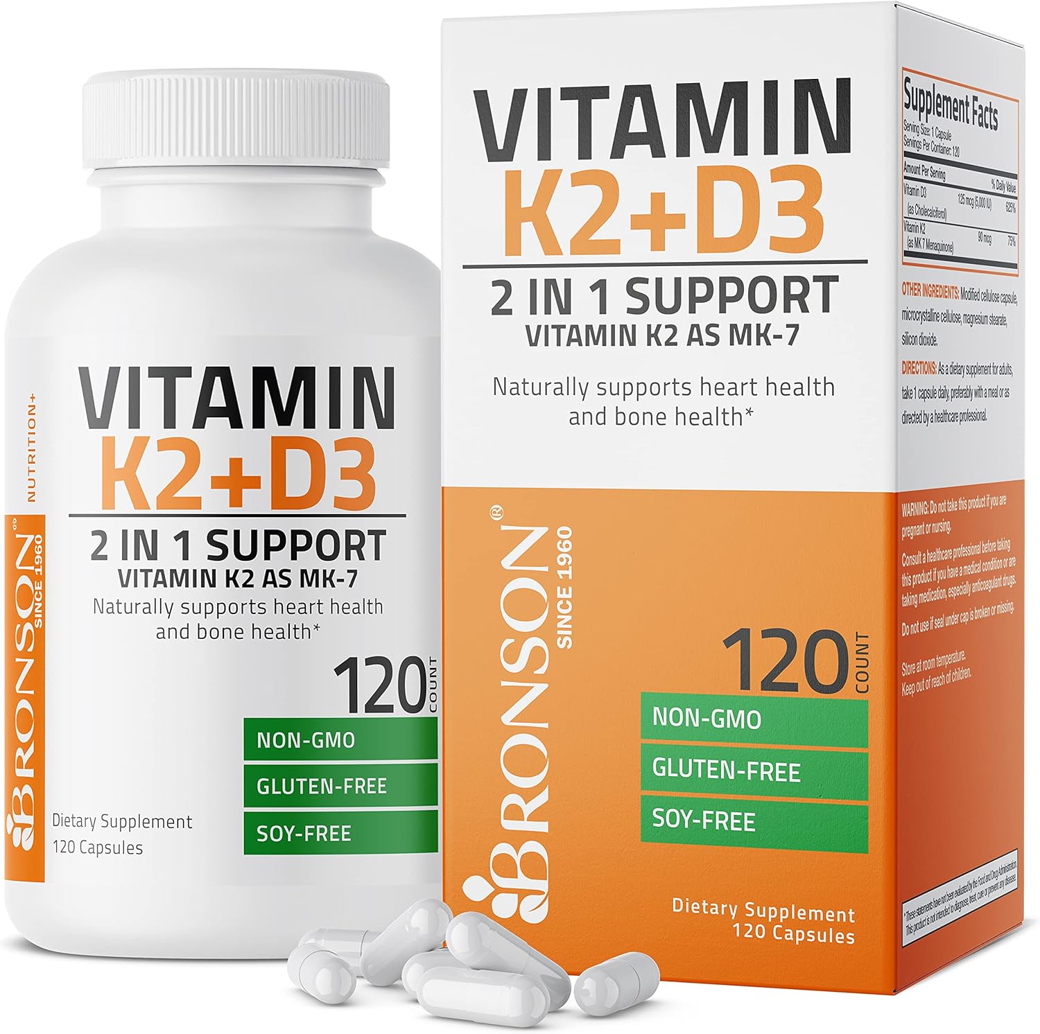 High Potency Vitamin K2 (MK7) with D3, Omega-3 Fish, and Krill Oil 1000 MG Supplement