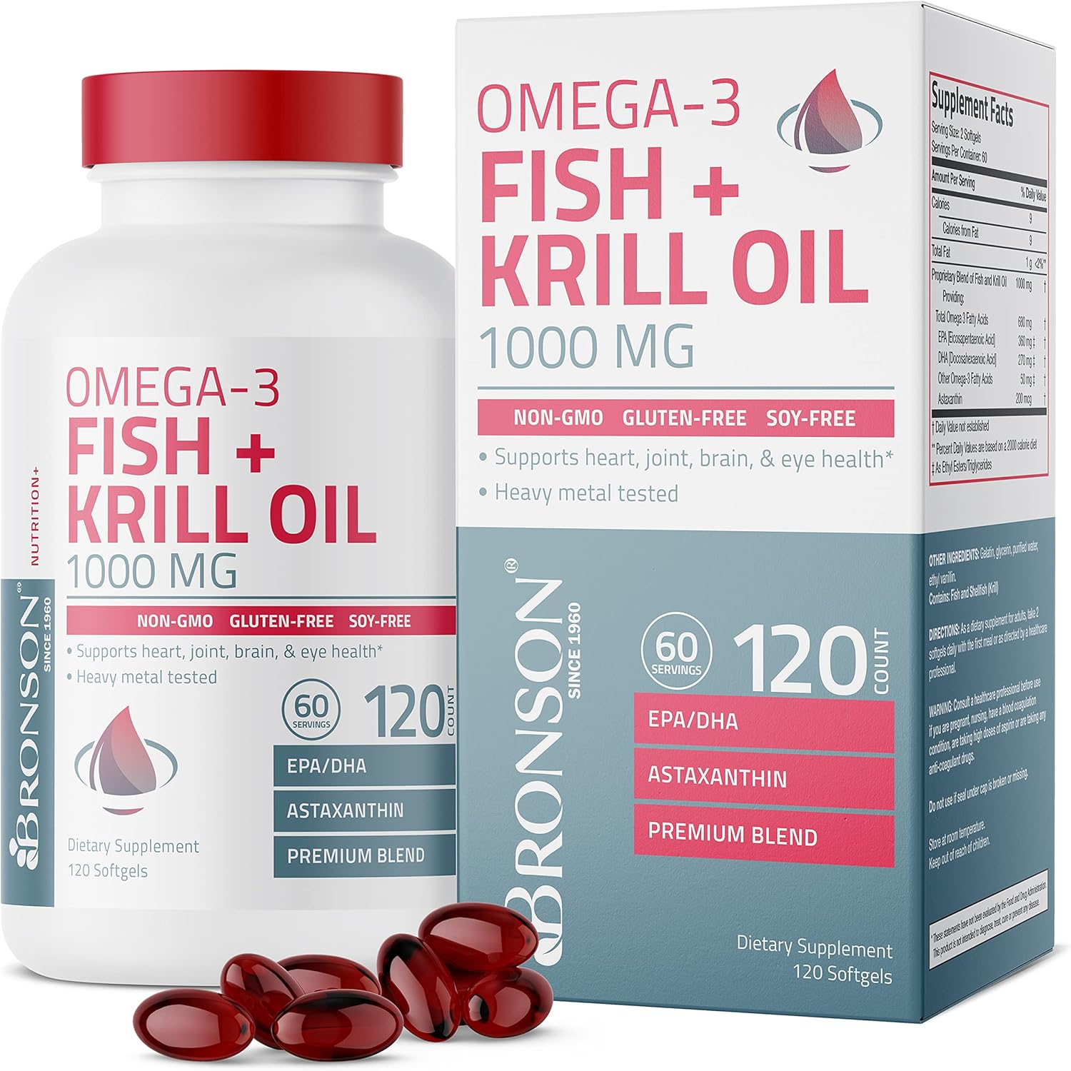 High Potency Vitamin K2 (MK7) with D3, Omega-3 Fish, and Krill Oil 1000 MG Supplement