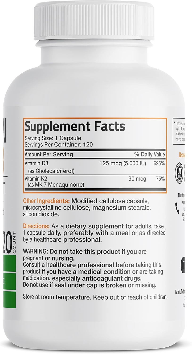 High Potency Vitamin K2 (MK7) with D3, Omega-3 Fish, and Krill Oil 1000 MG Supplement