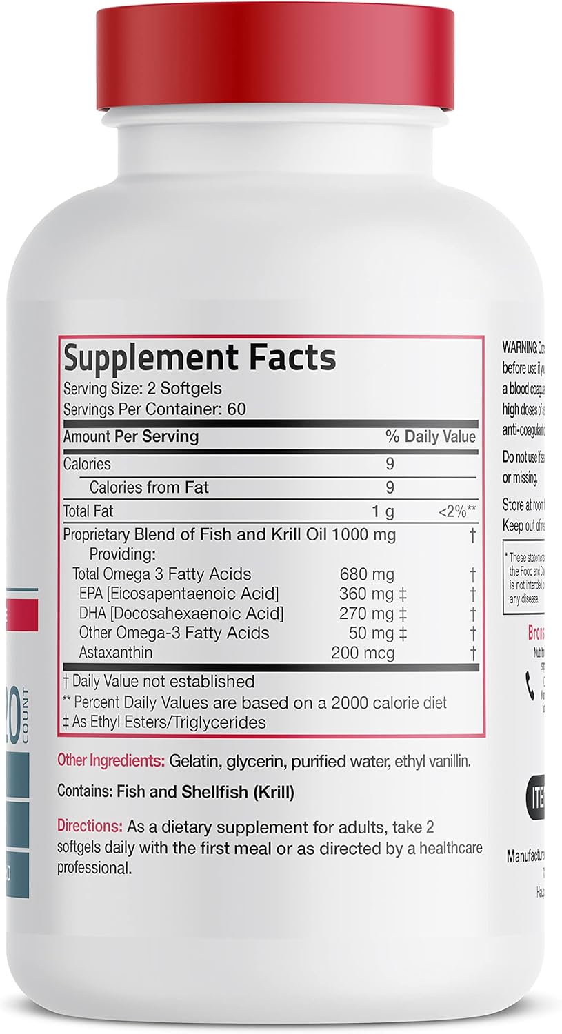 High Potency Vitamin K2 (MK7) with D3, Omega-3 Fish, and Krill Oil 1000 MG Supplement