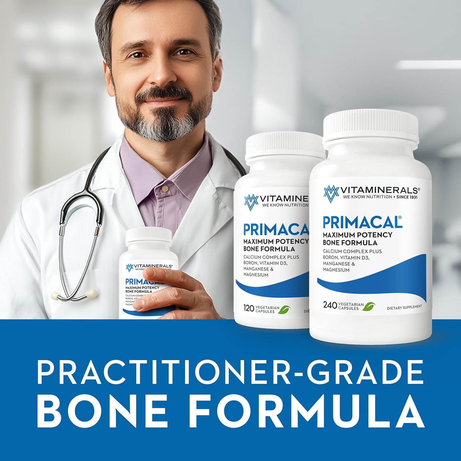 High Potency Vitaminerals 95 Primacal® Bone Support with Calcium and Magnesium for Bone Loss - 120 Tablets