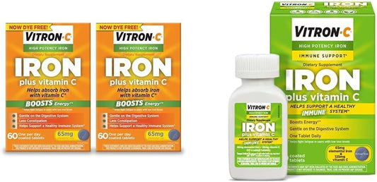 High Potency Vitron-C Iron Supplement for Immune Support - Daily Iron & Vitamin C Supplement
