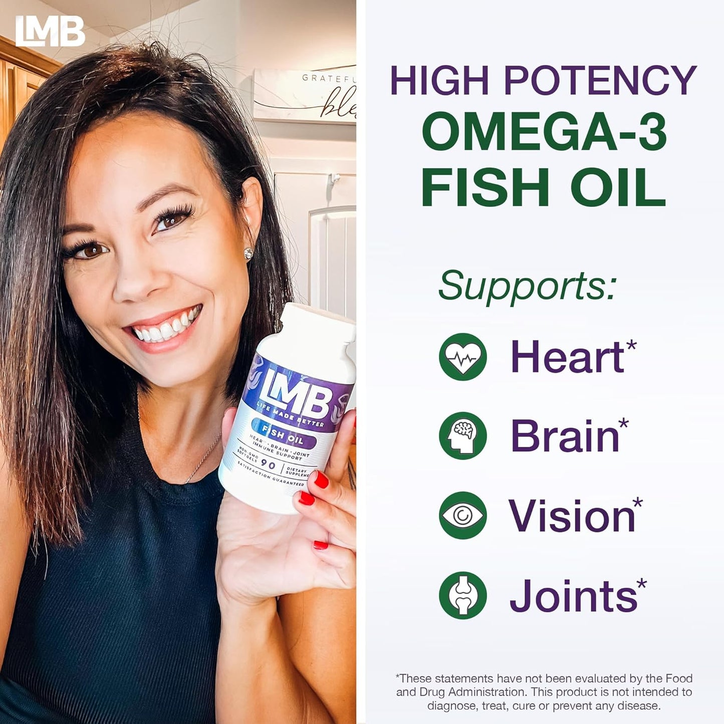 High Potency Wild Caught Omega 3 Fish Oil - Triple Strength DHA 900mg + EPA 1200mg - Non-GMO Enteric Coated Softgels - 90 Count