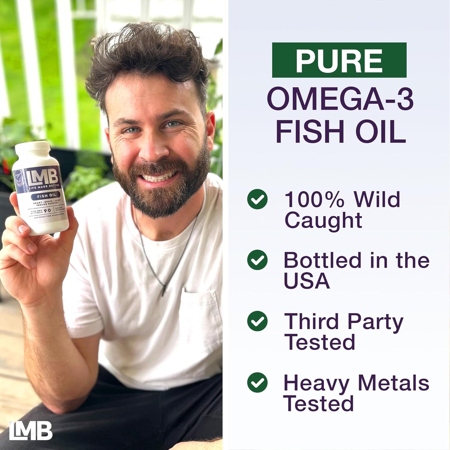 High Potency Wild Caught Omega 3 Fish Oil - Triple Strength DHA 900mg + EPA 1200mg - Non-GMO Enteric Coated Softgels - 90 Count