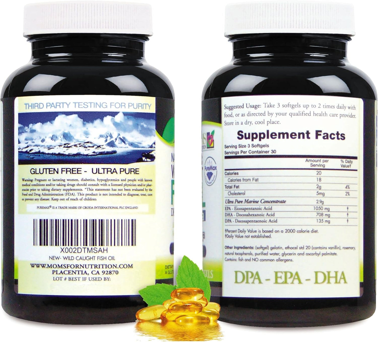 High Potency Wild Caught Omega 3 Fish Oil Supplement with DPA-EPA-DHA - 2,900mg