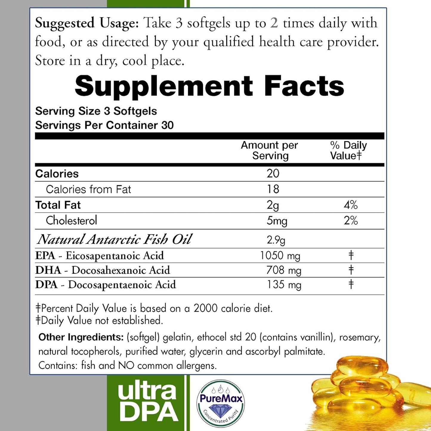 High Potency Wild Caught Omega 3 Fish Oil Supplement with DPA-EPA-DHA - 2,900mg