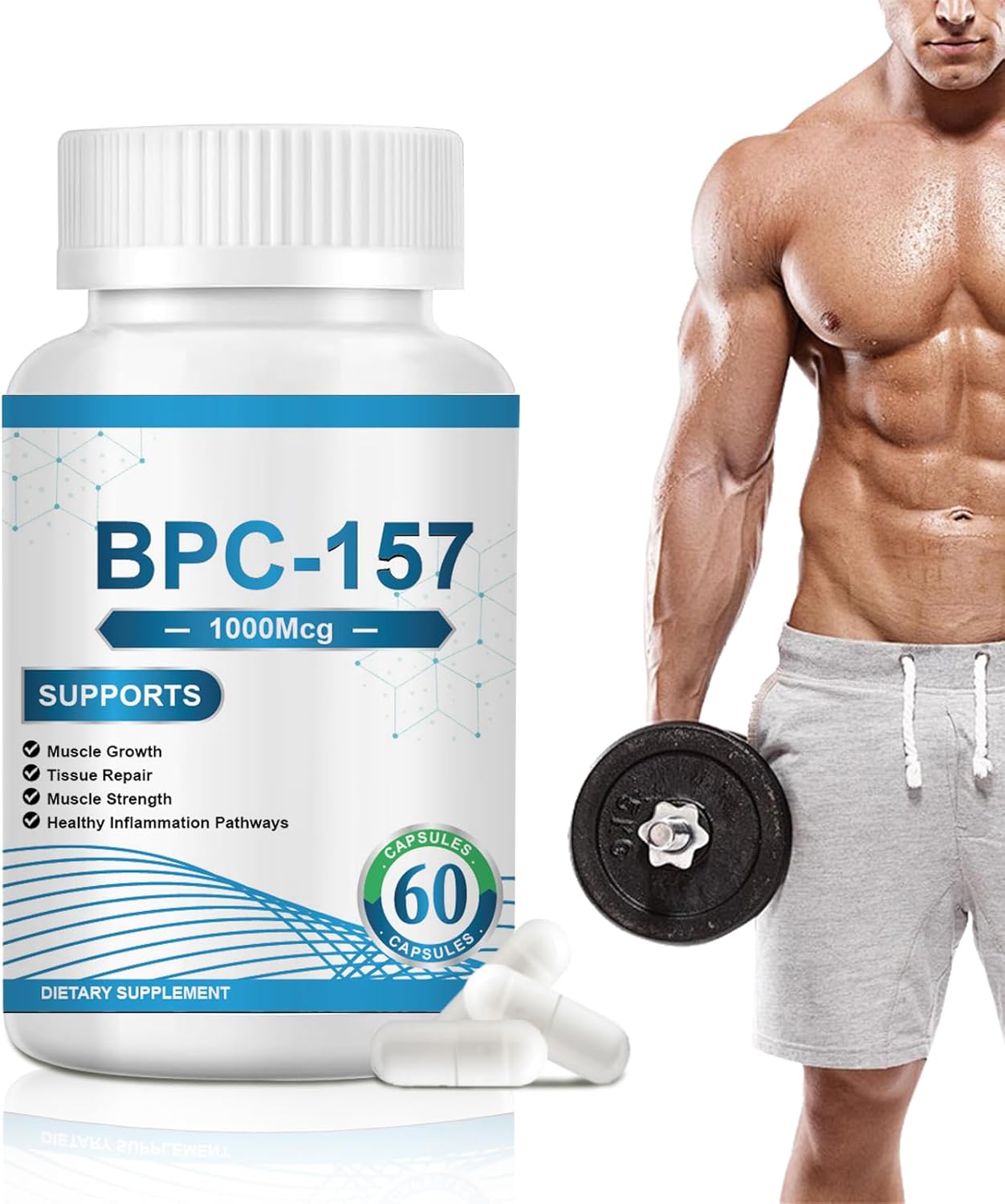 High Potency WUEYOPRON BPC 157 Peptide Capsules - New Protective Compound - Non-GMO, Gluten-Free Supplement - 60 Capsules