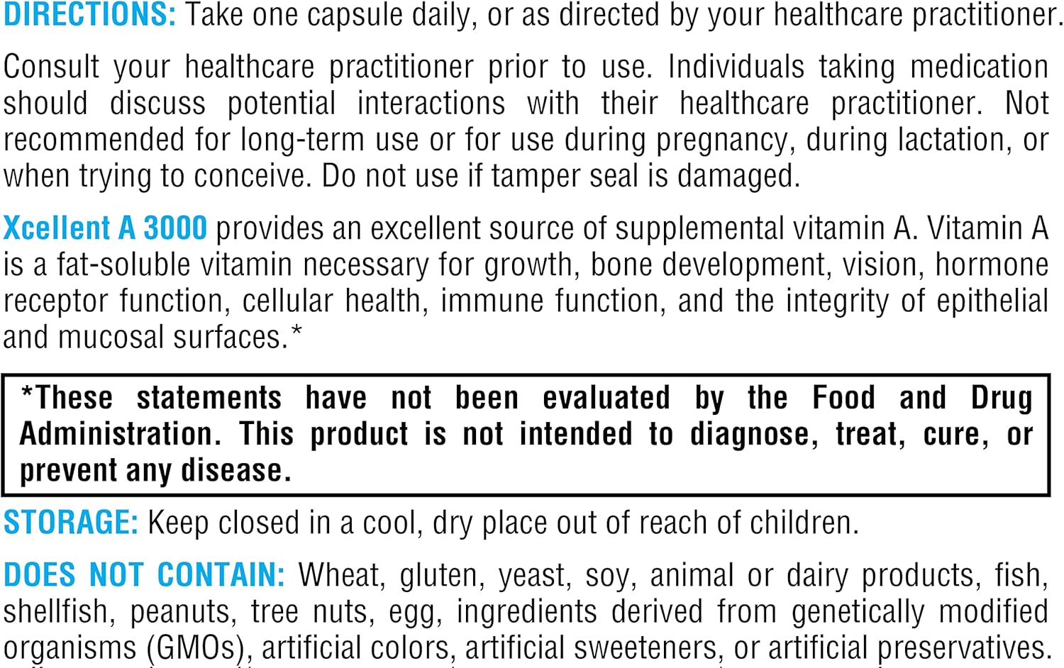High-Potency XYMOGEN Xcellent A Vitamin A Supplement (Retinyl Palmitate) - Supports Immune Function, Skin & Mucous Membranes - 60 Capsules - BoostGo Australia