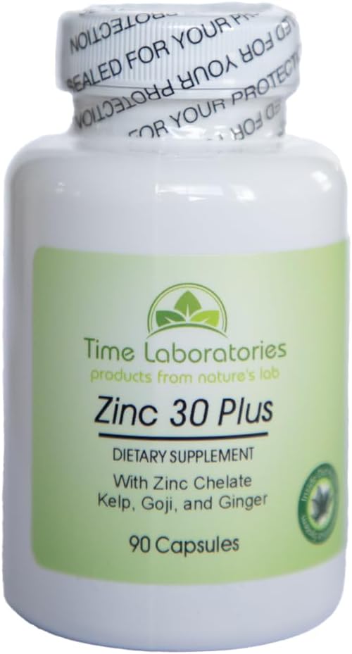 High Potency Zinc 30 Plus Capsules (90 Count) by Time Laboratories - Immune Support Supplement