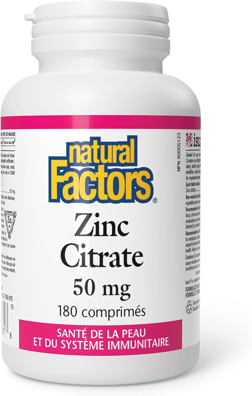 High Potency Zinc Citrate 50mg Tablets for Healthy Skin & Immune Support - 180 Count
