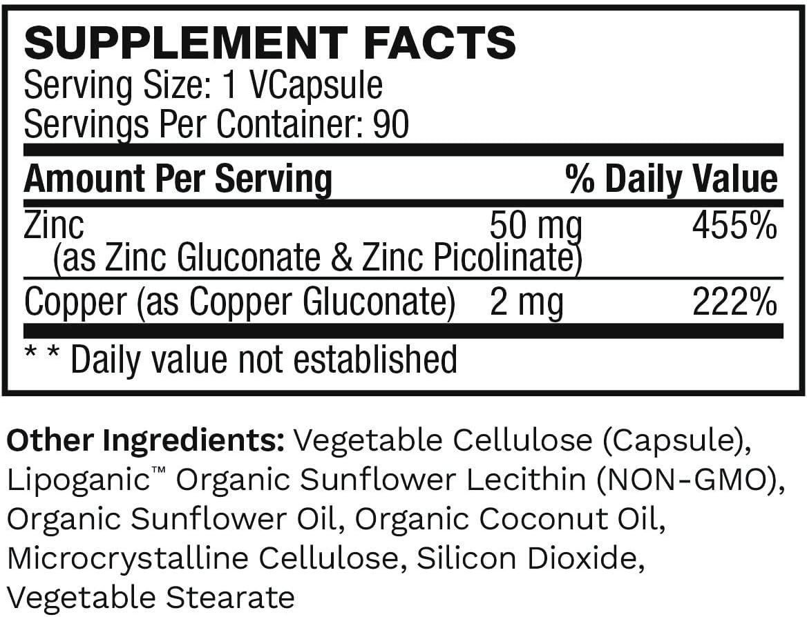 High Potency Zinc Citrate Capsules - 90 Count, Immune Support, Metabolism, Skin Health, Energy Boost, Antioxidant Formula