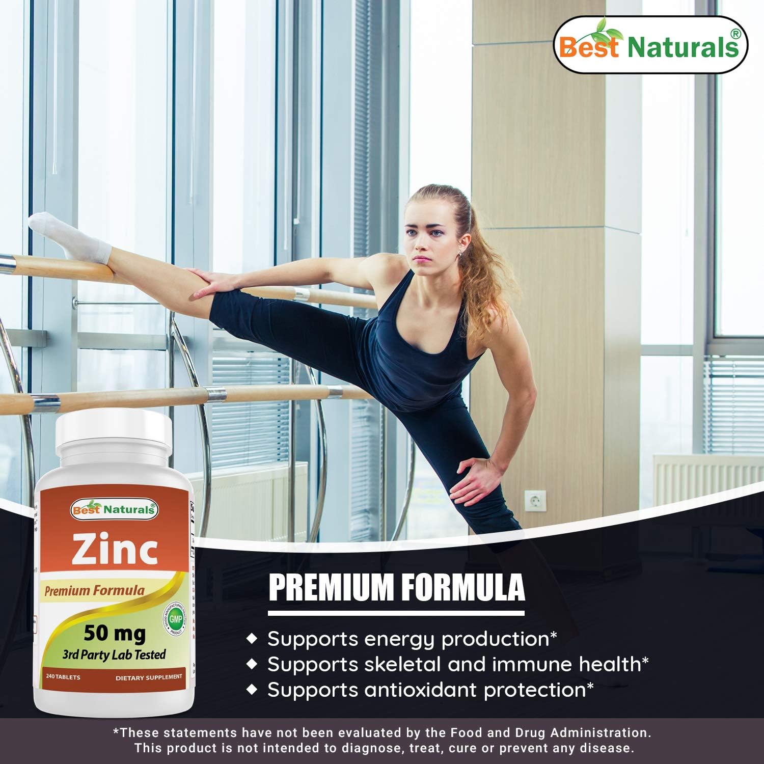 High Potency Zinc Gluconate 50mg & Vitamin B12 6000 mcg Supplement for Immune Support and Energy Boost