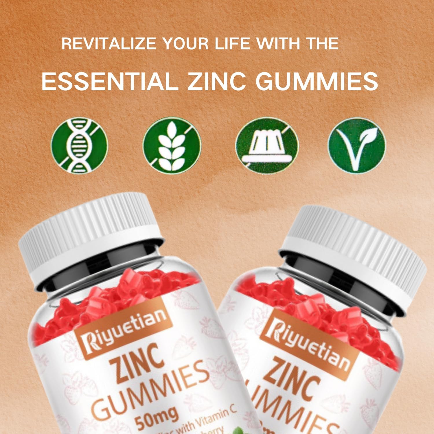 High Potency Zinc Gummies with Vitamin C, D3, and Elderberry - Immune Support - Vegan, Non-GMO - 60 Count