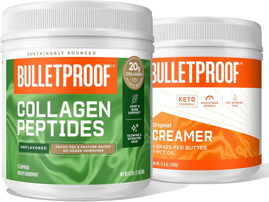 High-Protein Bulletproof Collagen Peptides Powder, 17.6 Oz - Original Unflavored Creamer with Healthy Fats & MCT Oil