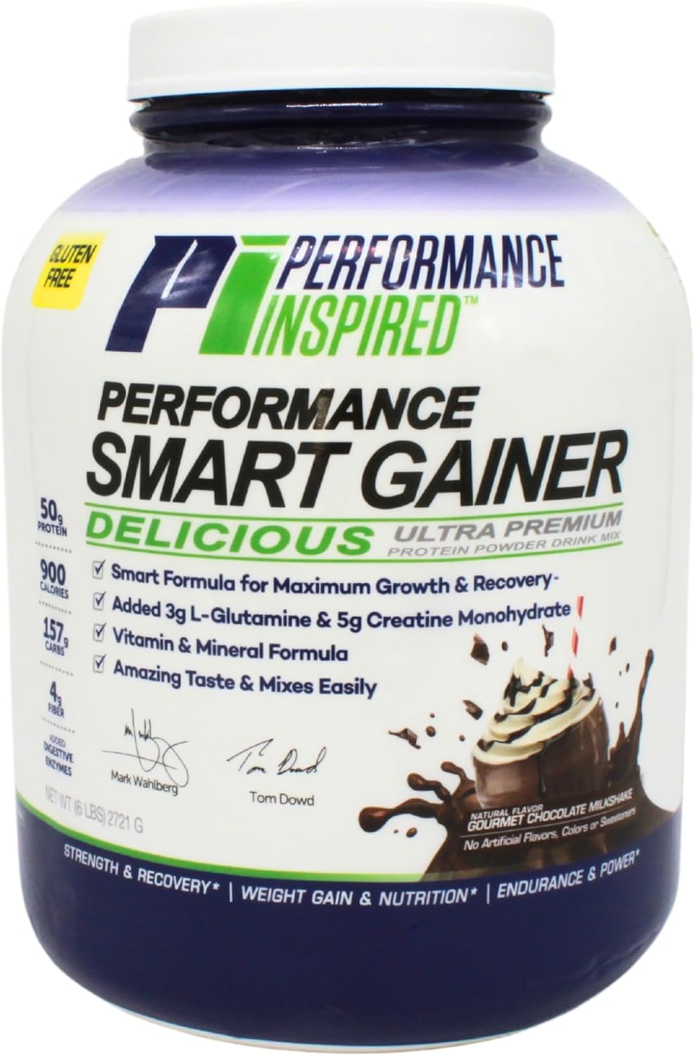 High-Protein Chocolate Milkshake Mass Gainer with Creatine & L-Glutamine for Muscle Growth and Recovery - 6 lb, 50g Protein, 900 Calories - Performance Inspired Nutrition