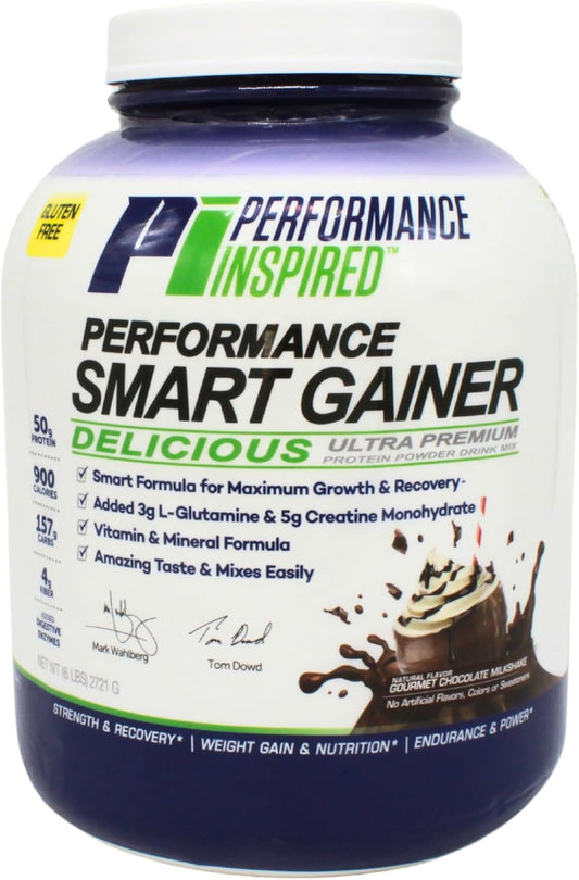 High-Protein Chocolate Milkshake Mass Gainer with Creatine & L-Glutamine for Muscle Growth and Recovery - 6 lb, 50g Protein, 900 Calories - Performance Inspired Nutrition