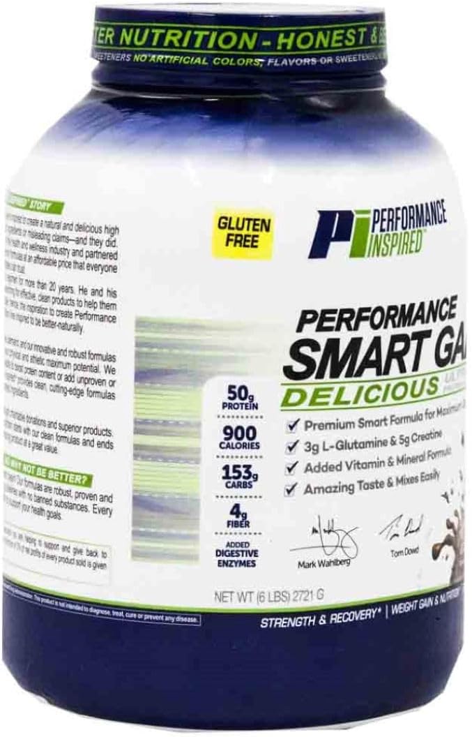 High-Protein Chocolate Milkshake Mass Gainer with Creatine & L-Glutamine for Muscle Growth and Recovery - 6 lb, 50g Protein, 900 Calories - Performance Inspired Nutrition