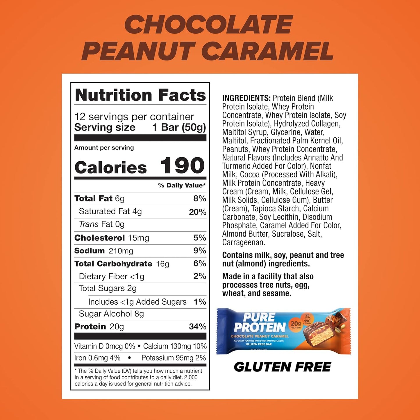 High Protein Chocolate Peanut Caramel Bars, Nutritious Snacks for Energy, Low Sugar, Gluten Free, 1.76oz, 12 Count - BoostGo Australia