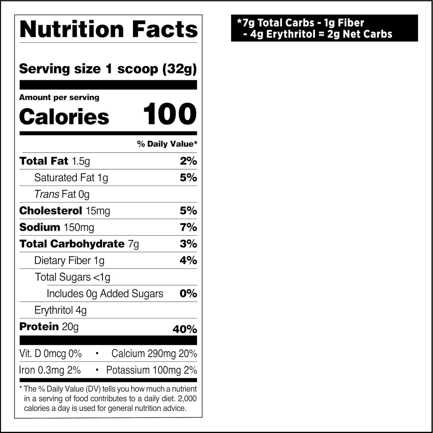 High-Protein Cookies & Cream Powder - 20g Protein, 1g Sugar, Low Carb, Gluten-Free - 1.6lb, 24 Servings