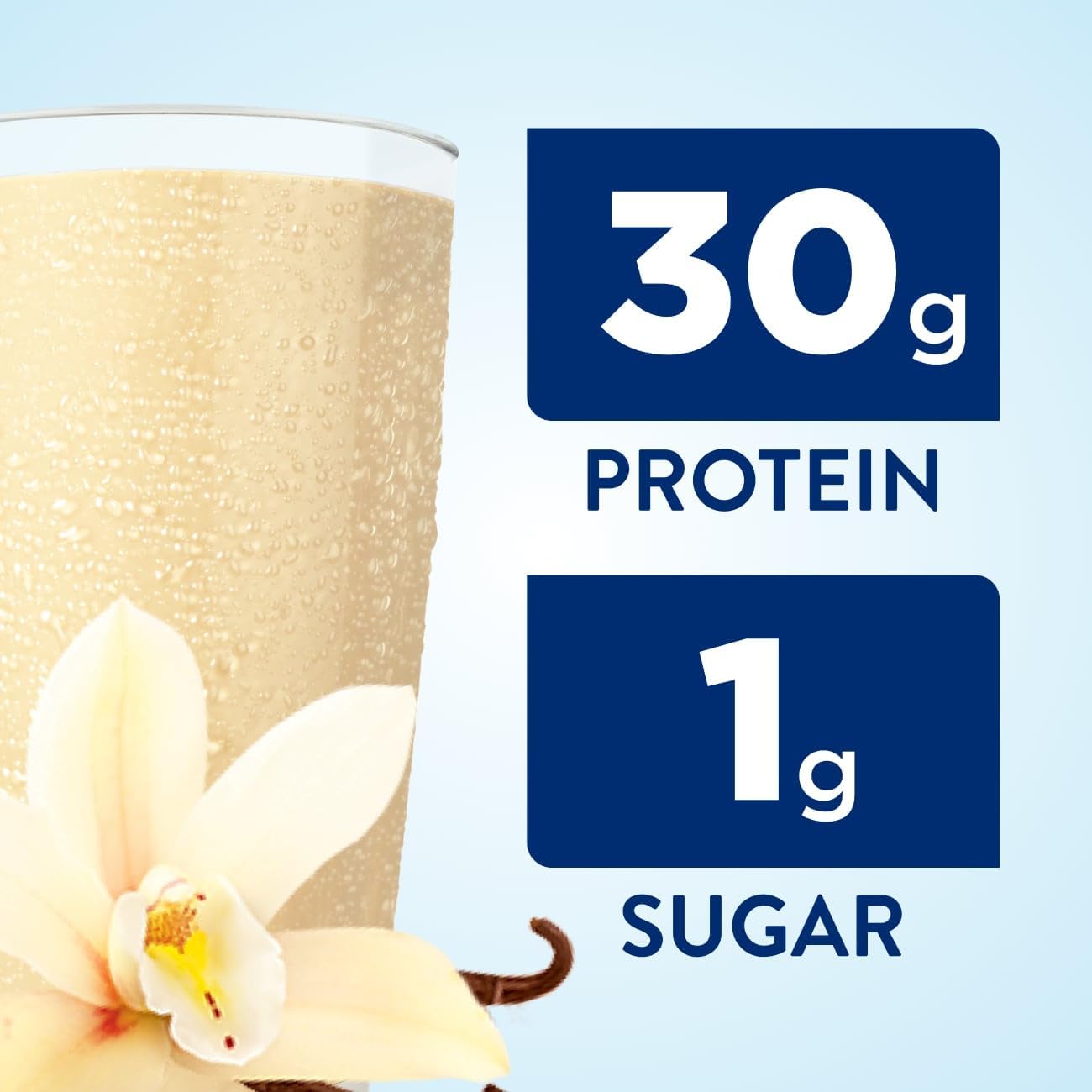 High Protein French Vanilla Shake with 30g Protein and 1g Sugar - Pack of 8 - 11 fl oz Each