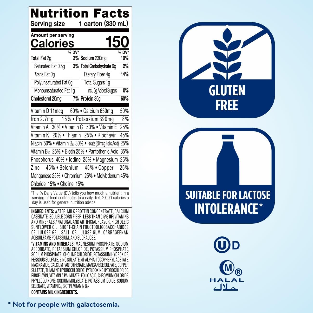 High Protein French Vanilla Shake with 30g Protein and 1g Sugar - Pack of 8 - 11 fl oz Each
