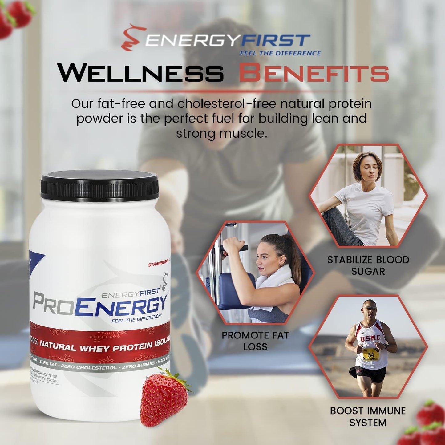 High-Protein Grass-Fed Strawberry Whey Protein Isolate Shake (2lb) - Meal Replacement & Recovery, Non-GMO, Gluten-Free - 37 Servings