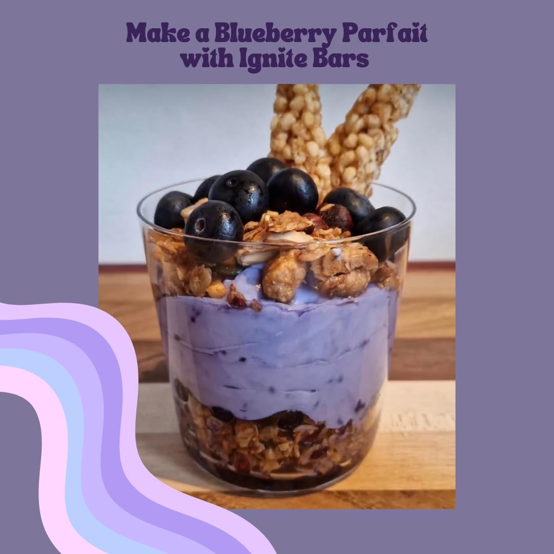 High Protein Low Carb Keto Rice Treat Snack - Ignite Bars Blueberry Vanilla Almond - Fiber Friendly Guilt-Free Healthy Adult Food
