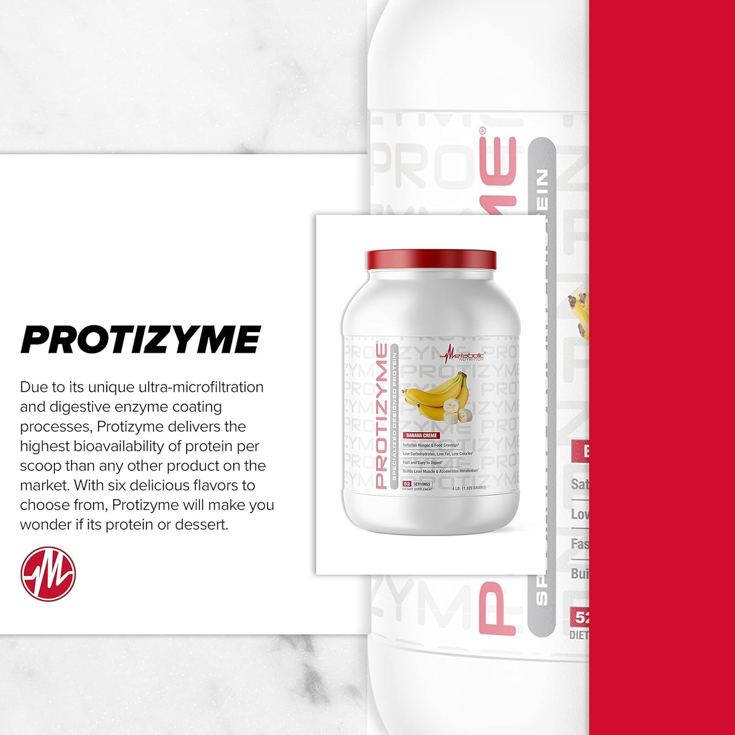 High Protein Low Carb Whey Protein Powder with Digestive Enzymes and Vitamins - 4lb