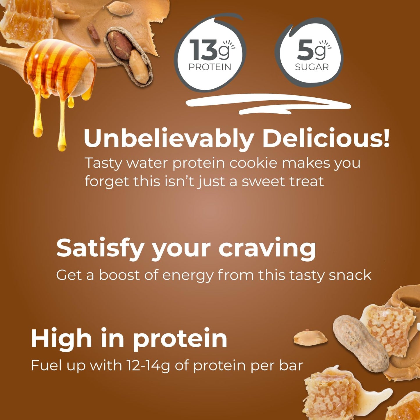 High Protein Peanut Butter Honey Wafer Bars, 1.4 Ounce (12 Count) - Delicious Power Crunch Snacks