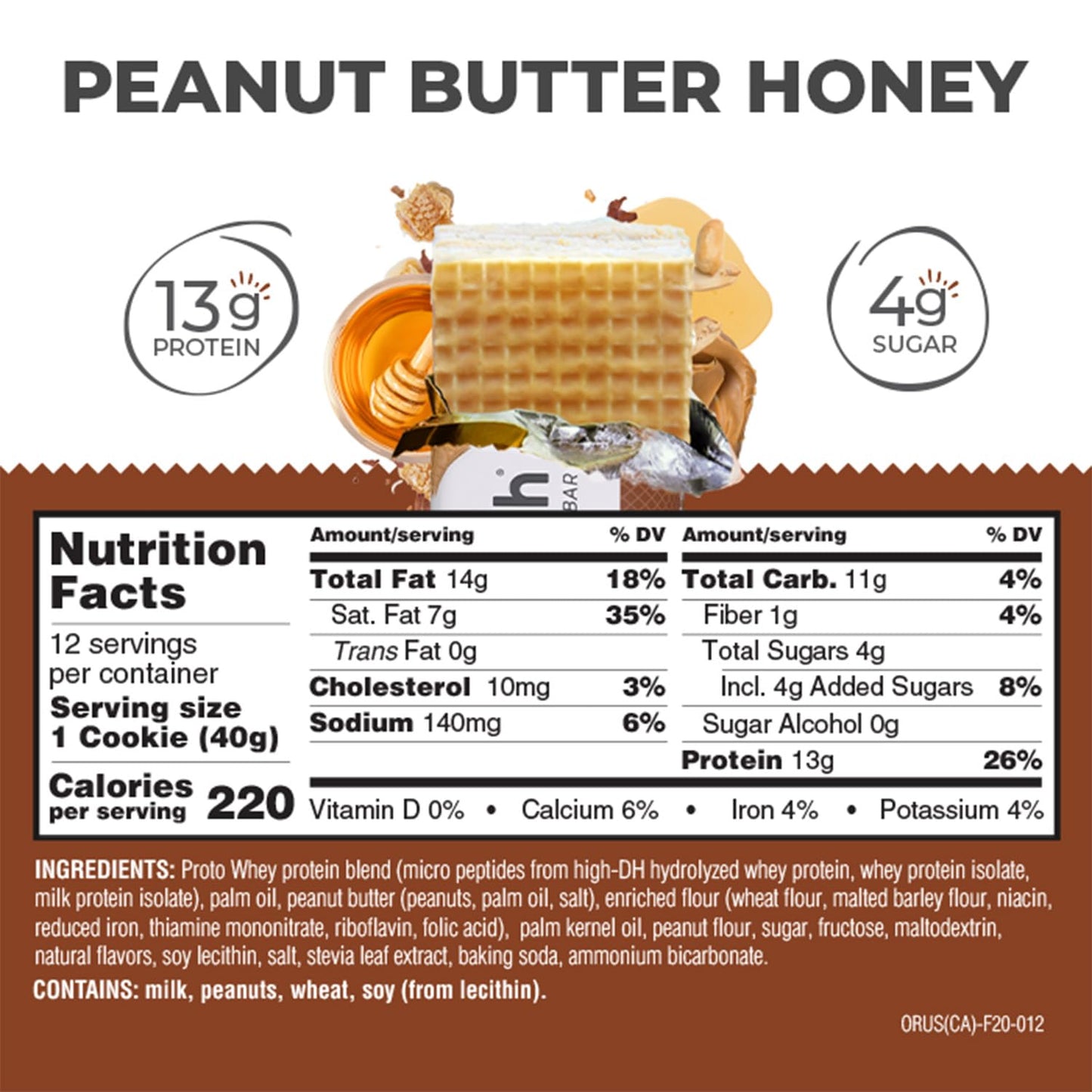 High Protein Peanut Butter Honey Wafer Bars, 1.4 Ounce (12 Count) - Delicious Power Crunch Snacks