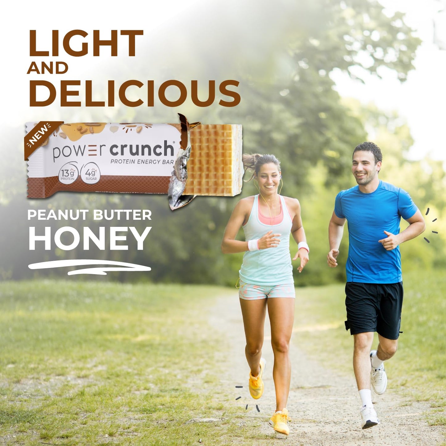 High Protein Peanut Butter Honey Wafer Bars, 1.4 Ounce (12 Count) - Delicious Power Crunch Snacks