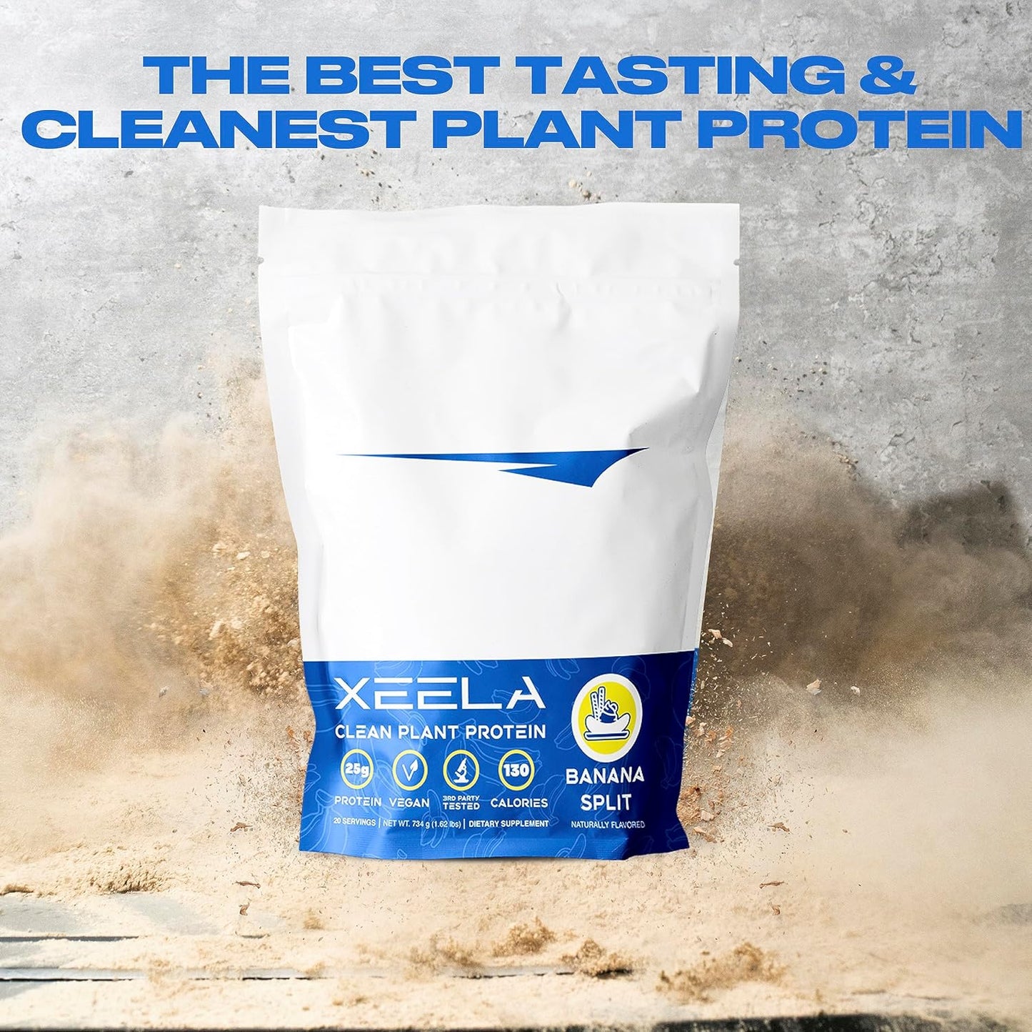 High Protein Plant-Based Vegan Powder - Independently Tested, 25g Pea Protein for Men & Women - Vitamins & Minerals, Non-GMO, Dairy & Gluten Free, Low Carb & Low Fat - Banana Split Flavor