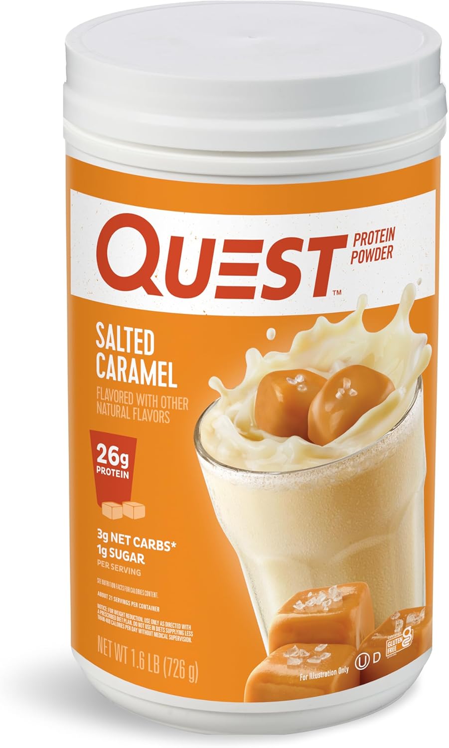 High Protein Salted Caramel Powder - Low Sugar, Gluten Free, 24 Servings