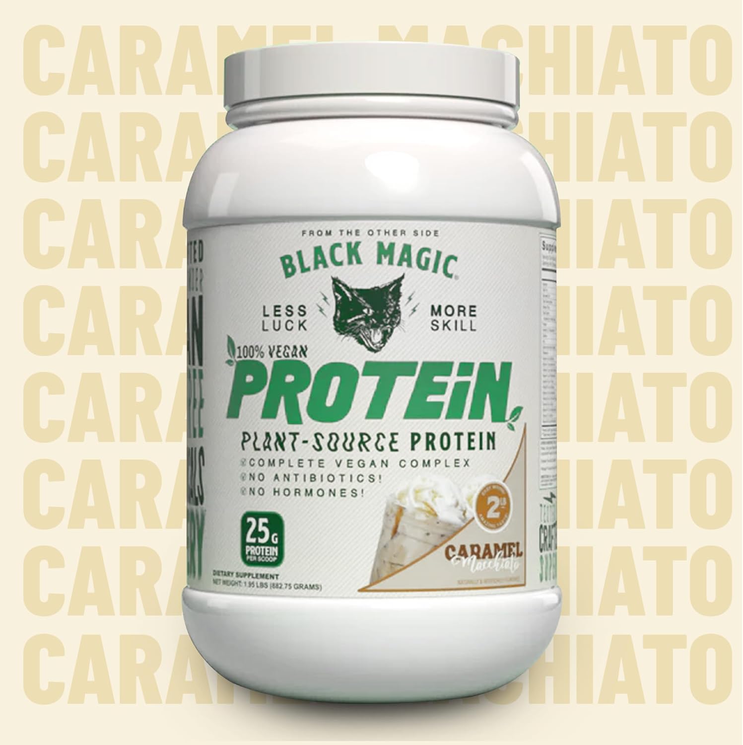 High Protein Vegan Caramel Macchiato Nutrition Bundle for Black Magic Protein Powder - 2 LB with Keychain | Low Carb, Low Sugar, Whey, Egg & Casein Blend | Worldwide Availability