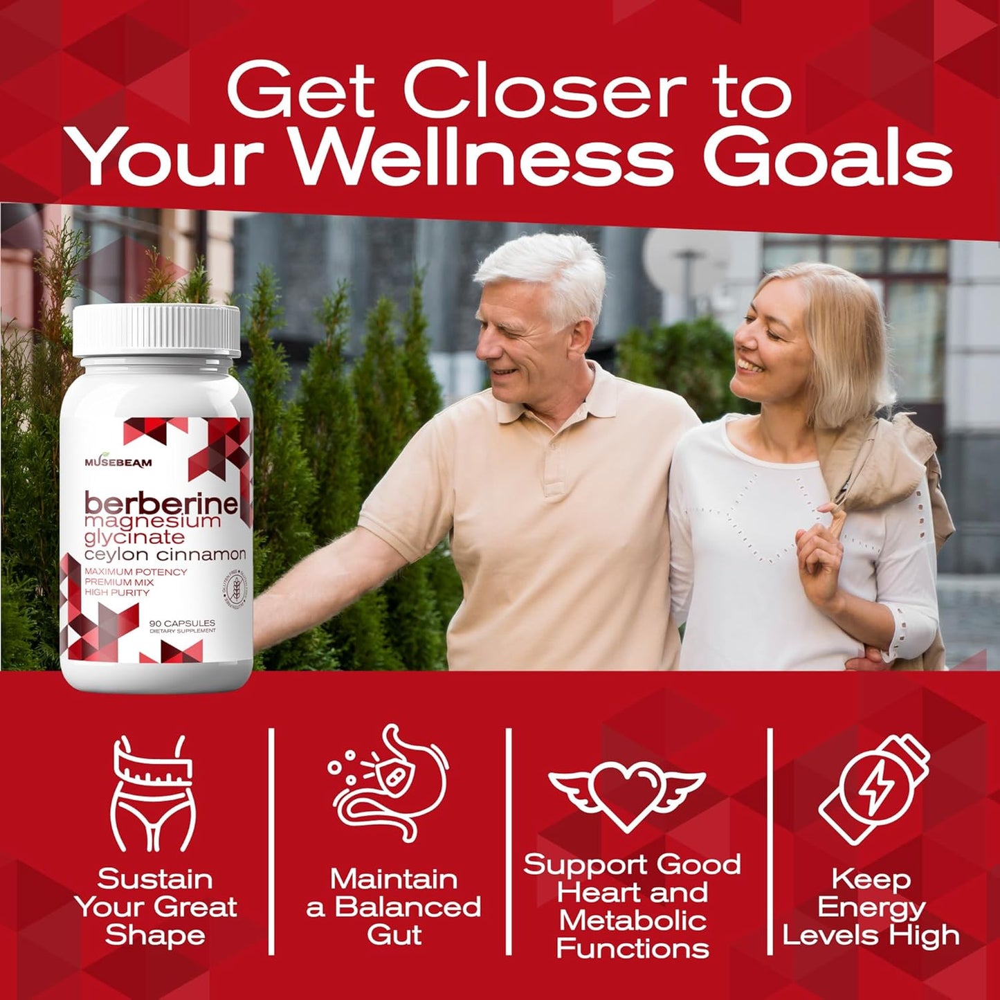 High Purity 1800mg Berberine HCL Magnesium Glycinate Capsules with Ceylon Cinnamon - Vegan Non-GMO Gluten-Free Supplement for Men and Women