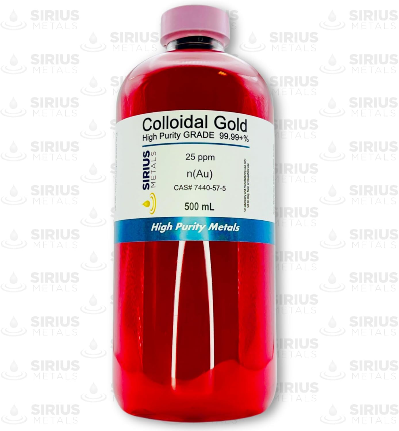High Purity 25 ppm Colloidal Gold Solution - 500 mL Bottle - Made in USA