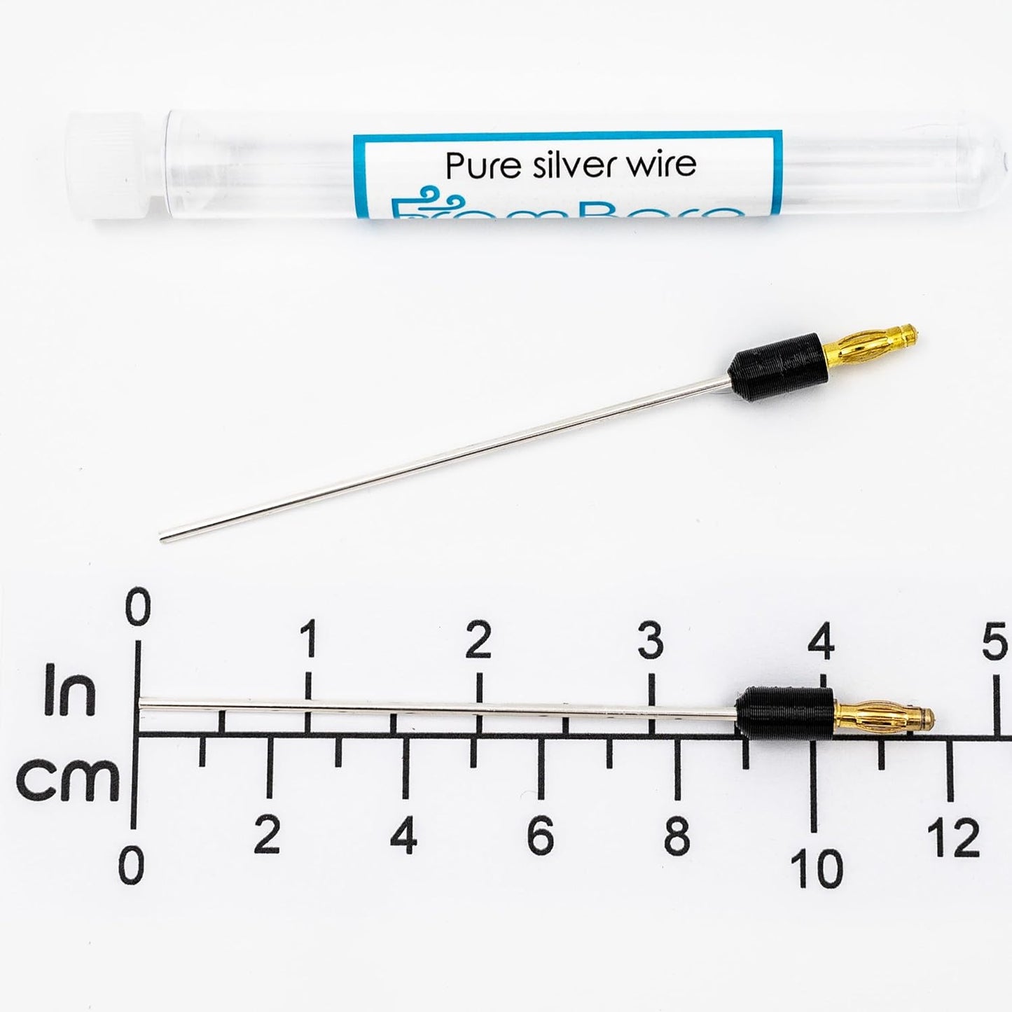 High Purity 99.99% Silver Wire with Connector - 12GA 4" - Certificate Included - For Bora Colloidal Silver Generator