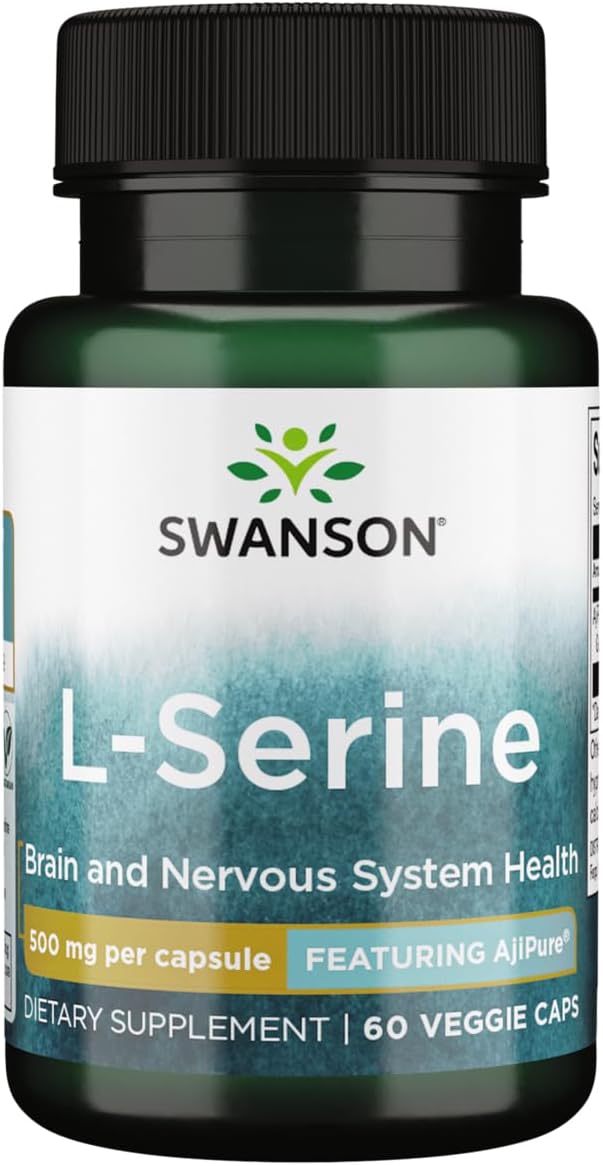 High Purity Ajipure L-Serine Amino Acid Supplement 500mg for Brain Health - Pharmaceutical Grade, 60 Veggie Capsules