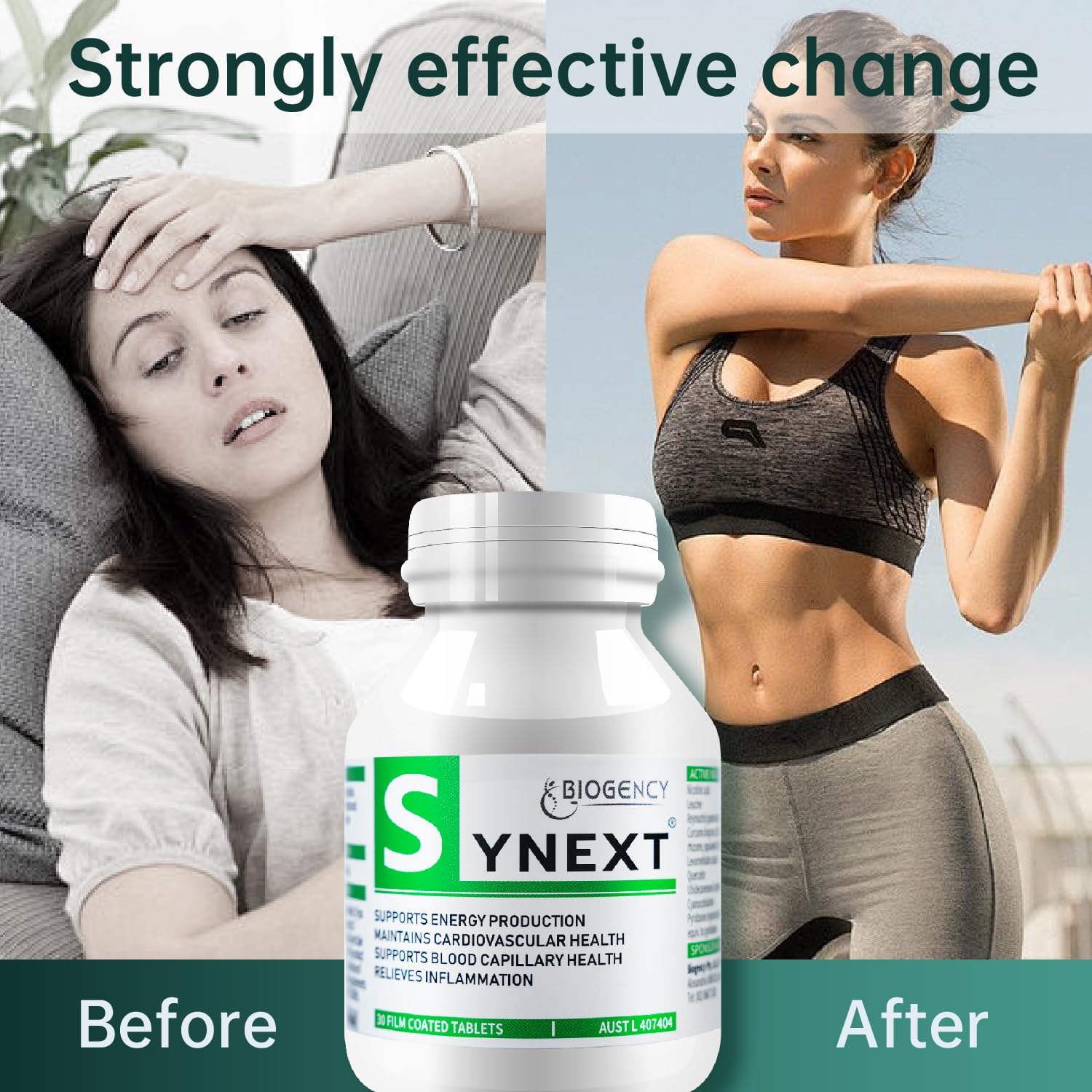 High Purity Biogency Synext NMN Supplement 2 Pack - NAD+ Supplement with Liposomal NR Resveratrol Quercetin - Anti-Aging, Energy, Focus - 30 Tabs