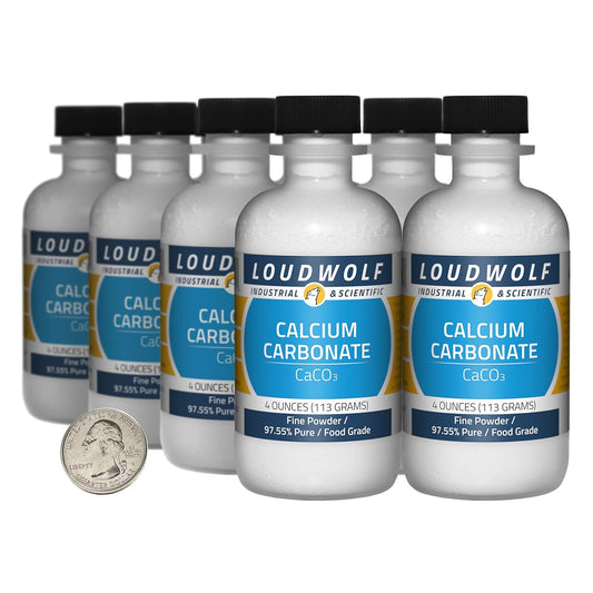 High Purity Food Grade Calcium Carbonate Powder - 2 Pounds in 8 Bottles - Loudwolf Brand